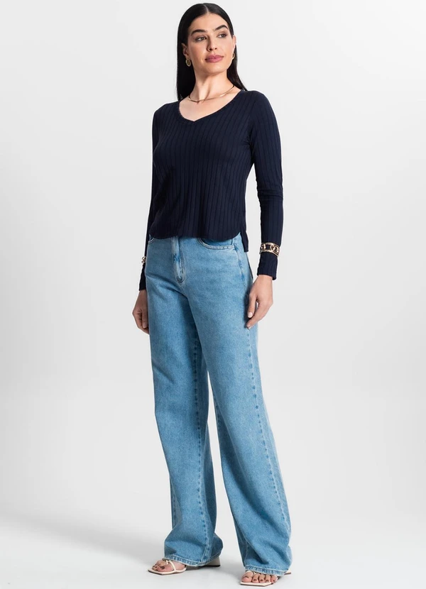 Infinita Cor - Blusa Manga Longa Azul 3