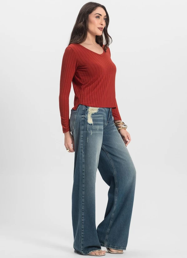 Infinita Cor - Blusa Manga Longa Laranja 3