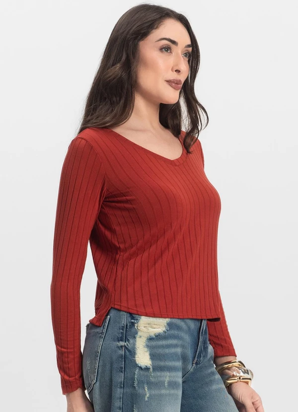 Infinita Cor - Blusa Manga Longa Laranja 4