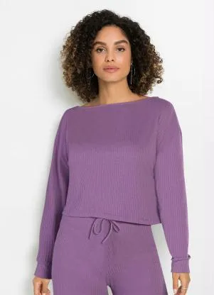 bonprix - Blusa Manga Longa Lilás - BONPRIX