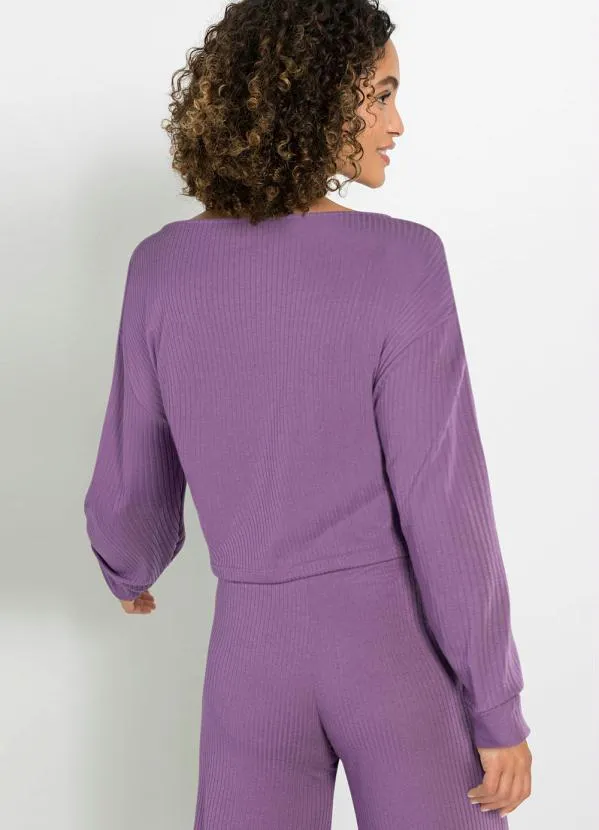 bonprix - Blusa Manga Longa Lilás 4