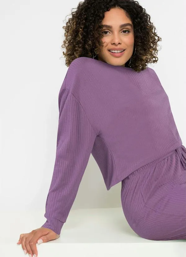 bonprix - Blusa Manga Longa Lilás 3