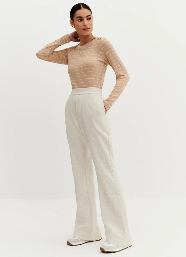 Principessa - Blusa Manga Longa em Malha Canelada Listrada Mocha Mousse Luana 4