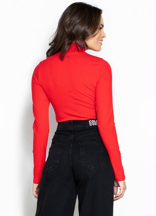 Colcci - Blusa Manga Longa Malha Canelada Vermelha 2