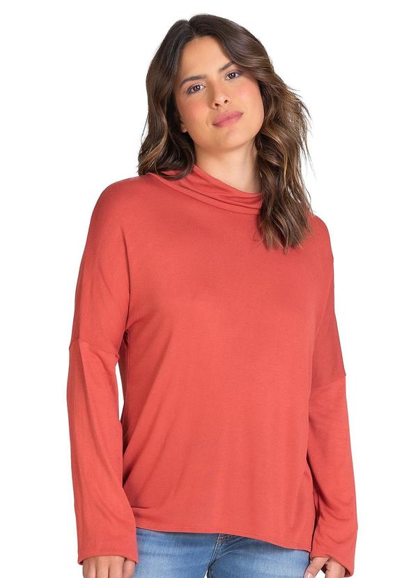 Rovitex - Blusa Manga Longa Malha Tricot Marrom