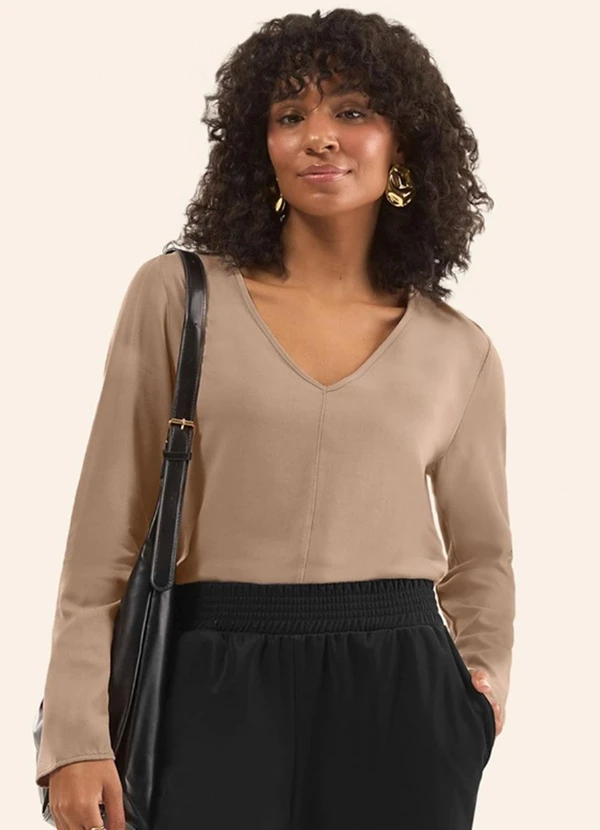 Rovitex - Blusa Manga Longa Marrom