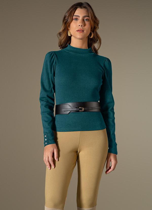 Use Modo - Blusa Manga Longa Ombro Puff Verde 2