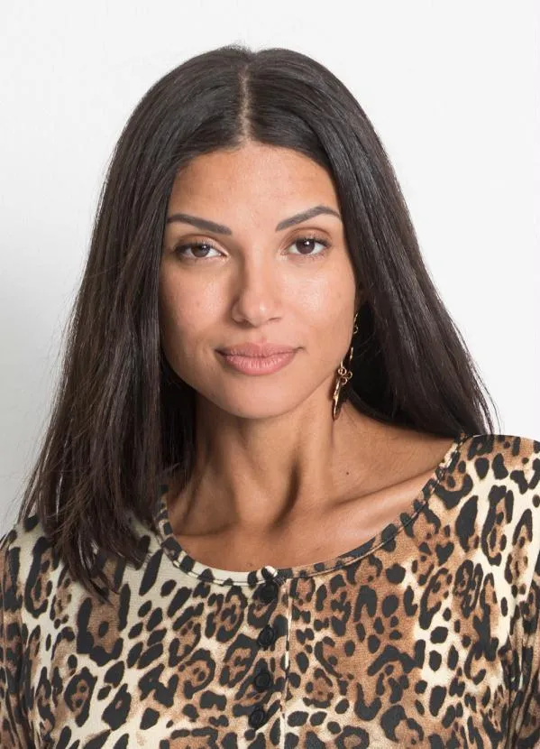 bonprix - Blusa Manga LongaOnça Marrom 3