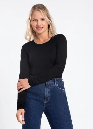 Lunender - Blusa Manga Longa Preto - LUNENDER