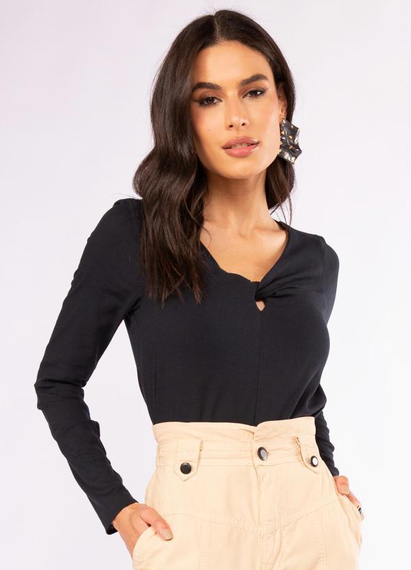 Doce Trama - Blusa Manga Longa Preto