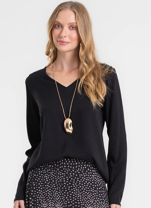 Rovitex - Blusa Manga Longa Preto