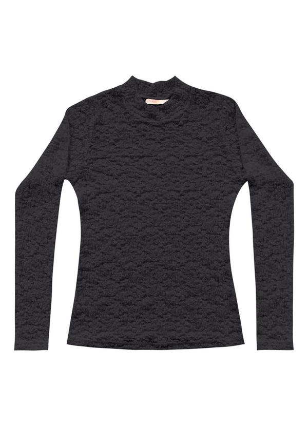 Angel - Blusa Manga Longa Renda Preto