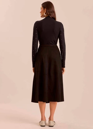 Doce Trama - Blusa Manga Longa Retrô Glam Preto - DOCE TRAMA