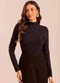 Doce Trama - Blusa Manga Longa Retrô Glam Branco - variação: Preto