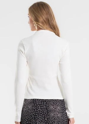 Rovitex - Blusa Manga Longa Ribana Básica Bege - ROVITEX