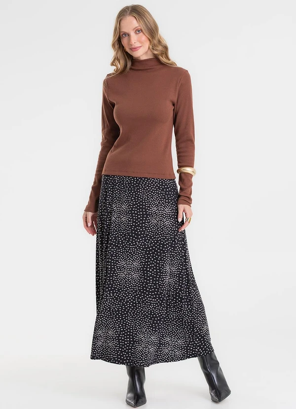 Rovitex - Blusa Manga Longa Ribana Básica Marrom 3