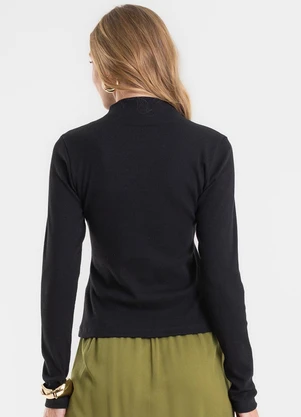 Rovitex - Blusa Manga Longa Ribana Básica Preto - ROVITEX
