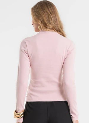 Rovitex - Blusa Manga Longa Ribana Básica Rosa - ROVITEX