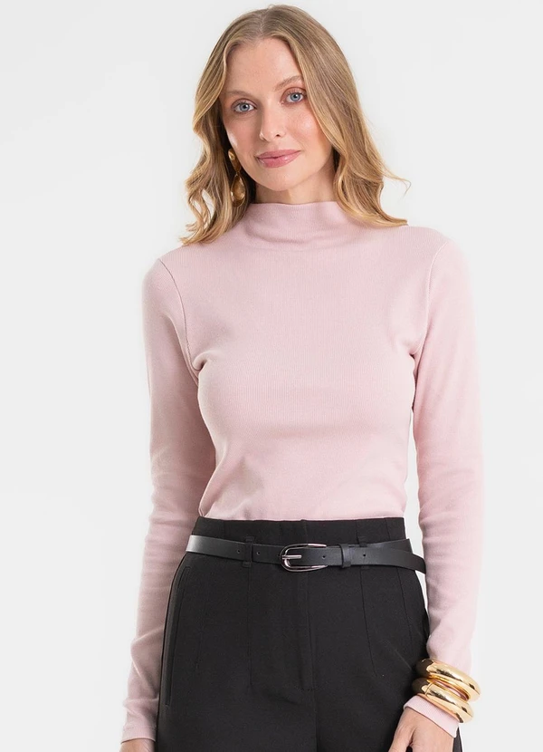 Rovitex - Blusa Manga Longa Ribana Básica Rosa 4