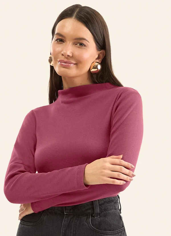 Rovitex - Blusa Manga Longa Ribana Básica Vermelho 4