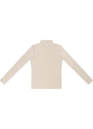 Rovitex - Blusa Manga Longa Ribana Canelada Bege - ROVITEX