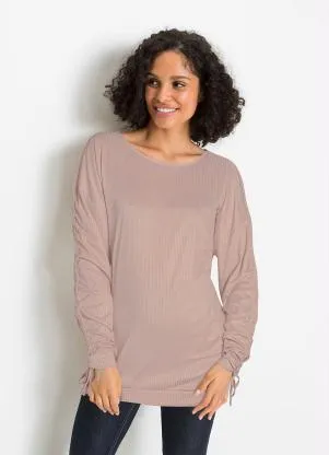 Queima Estoque - Blusa Manga Longa Rosê - QUEIMA ESTOQUE