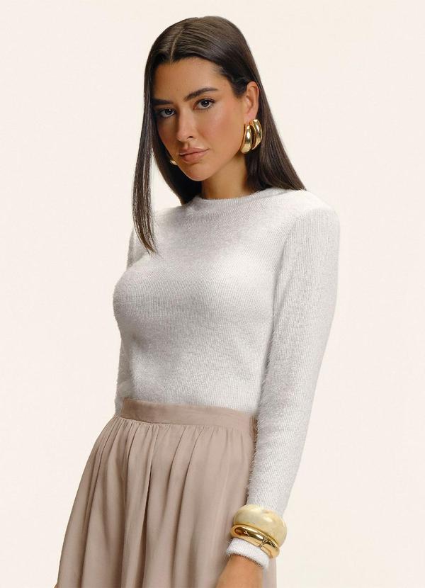 Endless - Blusa Manga Longa Tricô Felpudo Bege