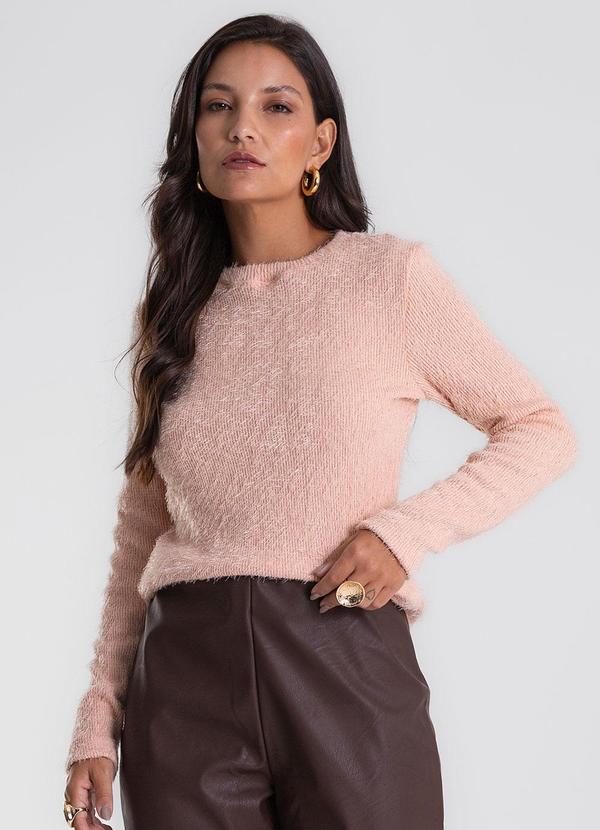Endless - Blusa Manga Longa Tricô Felpudo Rosa