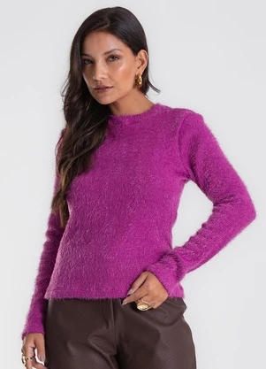 Endless - Blusa Manga Longa Tricô Felpudo Roxo - ENDLESS