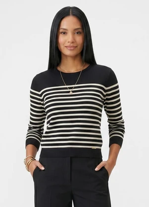 Endless - Blusa Manga Longa Tricô Listrado Preto - ENDLESS