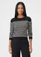 Endless - Blusa Manga Longa Tricô Listrado Bege - variação: Preto