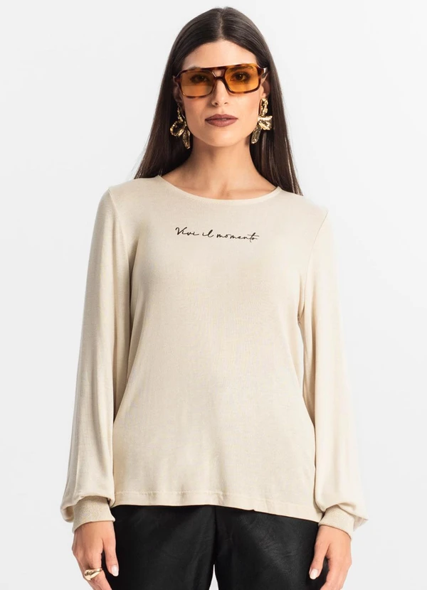 Endless - Blusa Manga Longa Tricot Endlles Bege