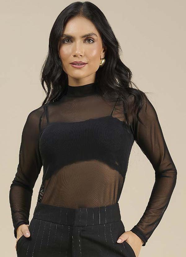 Angel - Blusa Manga Longa Tule Preto