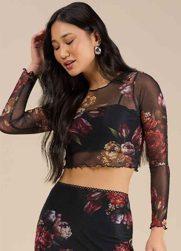 Angel - Blusa Manga Longa Tule Preto