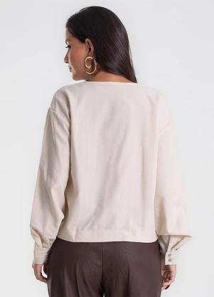 Endless - Blusa Manga Longa Twill Lurex Bege - ENDLESS