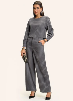 Endless - Blusa Manga Longa Twill Lurex Cinza - ENDLESS