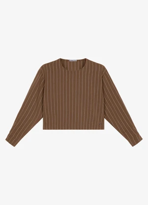 Endless - Blusa Manga Longa Twill Lurex Marrom - ENDLESS