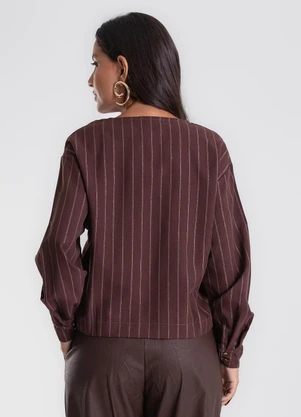 Endless - Blusa Manga Longa Twill Lurex Marrom - ENDLESS