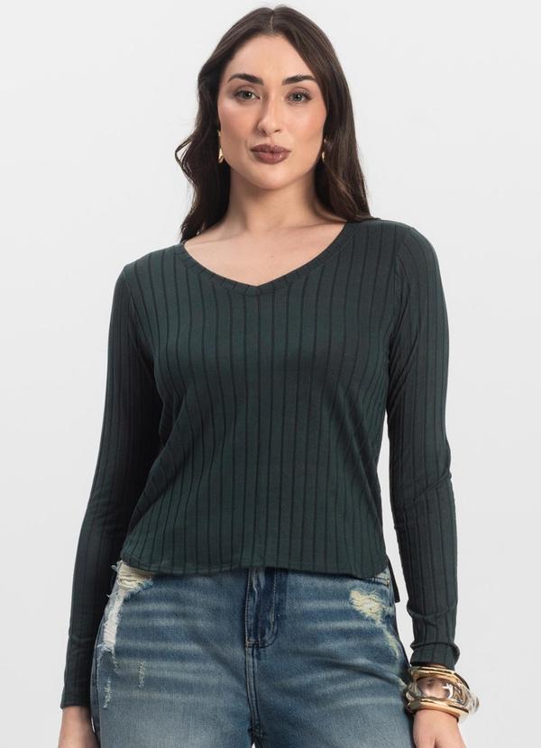 Infinita Cor - Blusa Manga Longa Verde