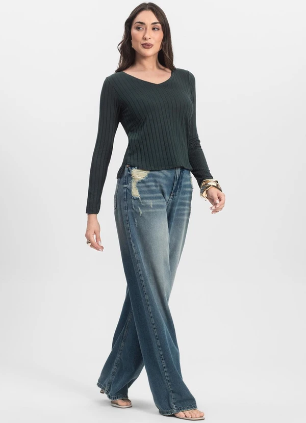 Infinita Cor - Blusa Manga Longa Verde 3