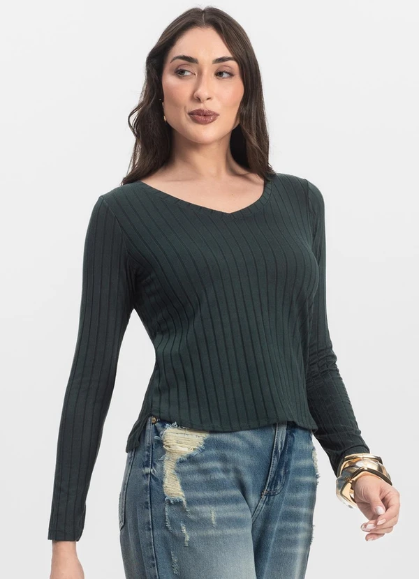 Infinita Cor - Blusa Manga Longa Verde 4
