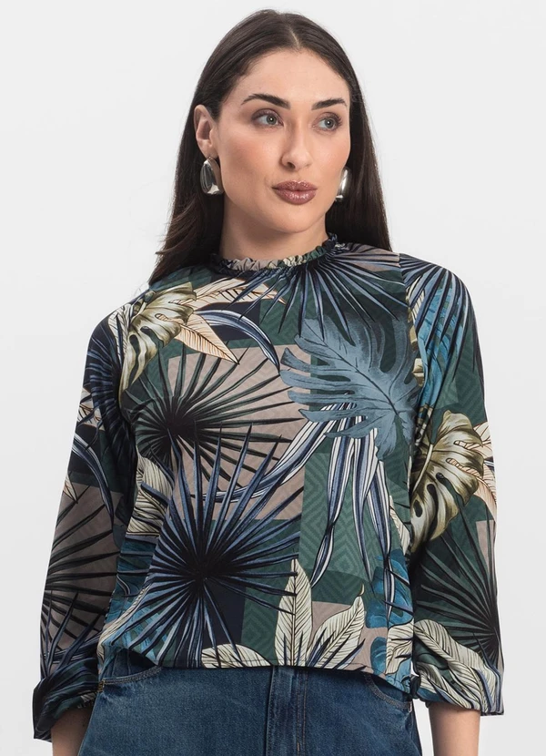 Infinita Cor - Blusa Manga Longa Verde