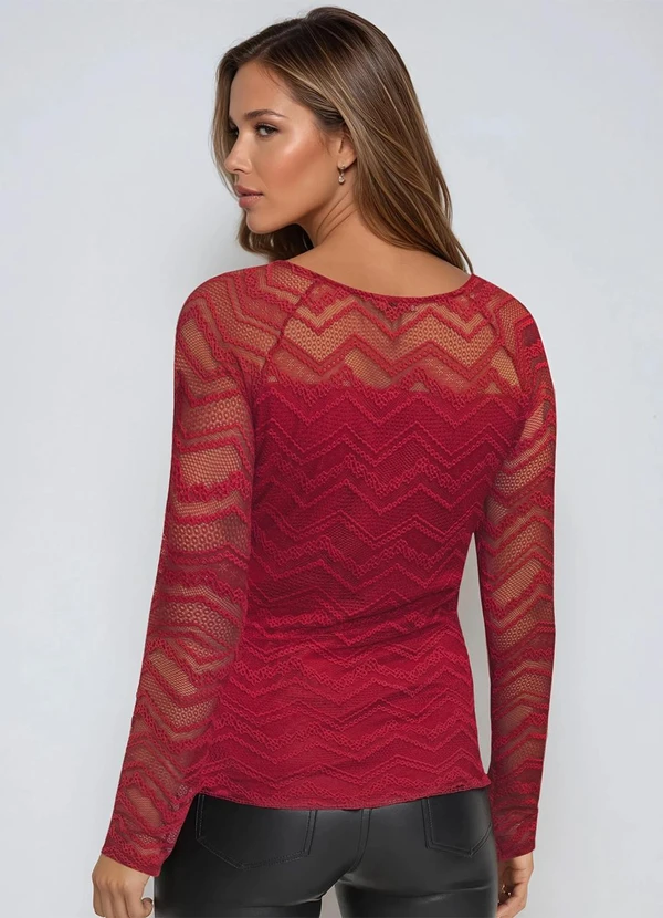 bonprix - Blusa Manga Longa Vermelho 2