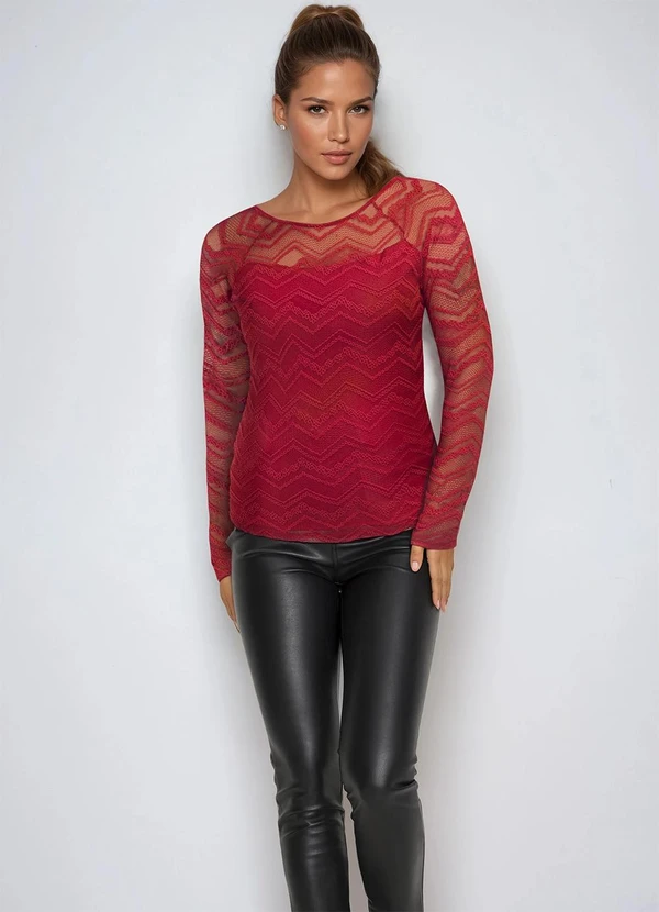 bonprix - Blusa Manga Longa Vermelho 3