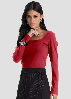 Dianna - Blusa  Manga Longa Vermelho - DIANNA
