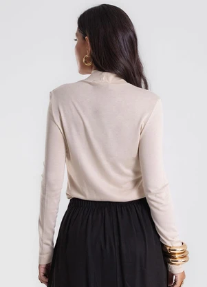 Endless - Blusa Manga Longa Vico Tricot Básica Bege - ENDLESS