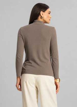 Endless - Blusa Manga Longa Vico Tricot Básica Marrom - ENDLESS