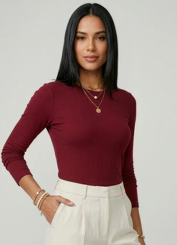 Rovitex - Blusa Manga Longa Visco Tricot Vermelho 4