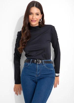 bonprix - Blusa Manga Princesa Preta - BONPRIX