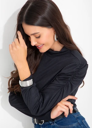 bonprix - Blusa Manga Princesa Preta - BONPRIX
